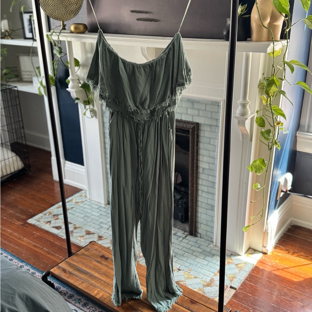 Gilli Sage Green Ruffled Jumpsuit